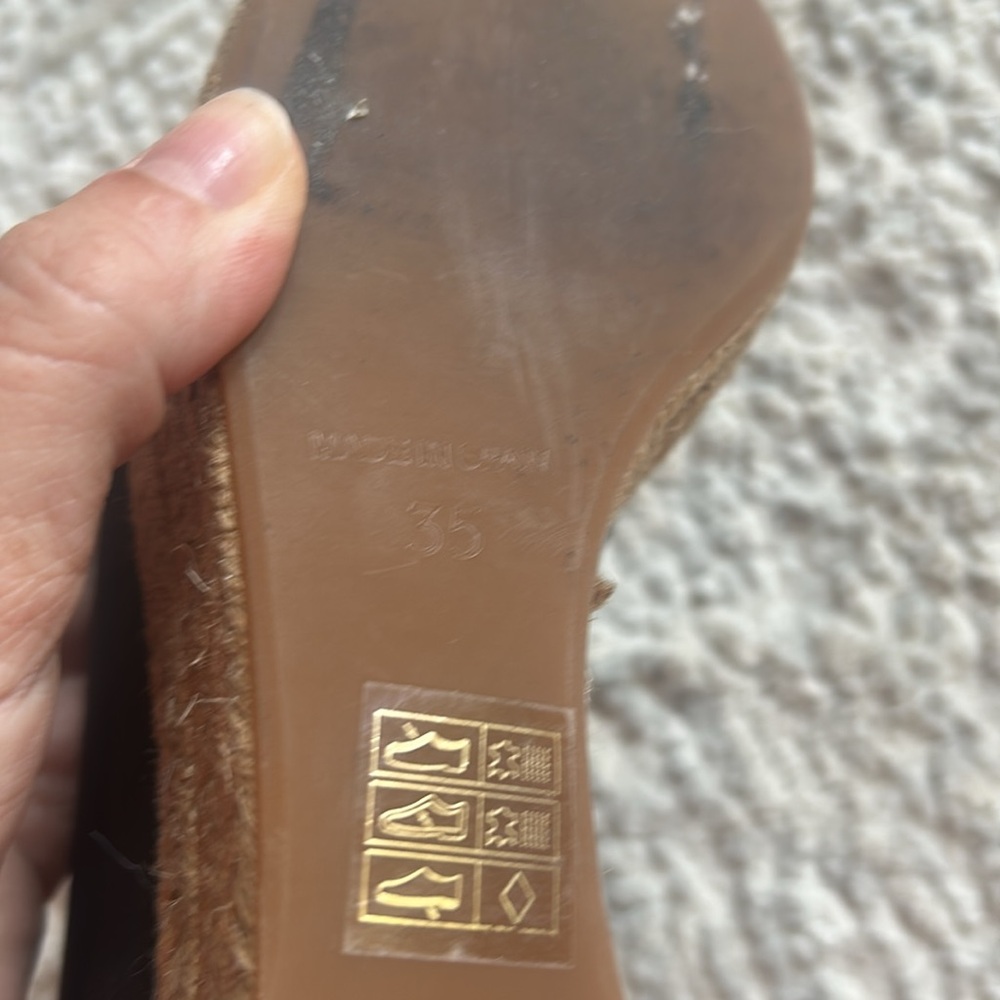 Tory Burch Black Canvas Wedge Espadrilles with Tan Trim - Picture 7 of 7